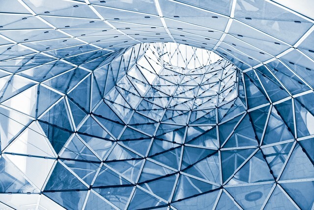 Geometric glass facade